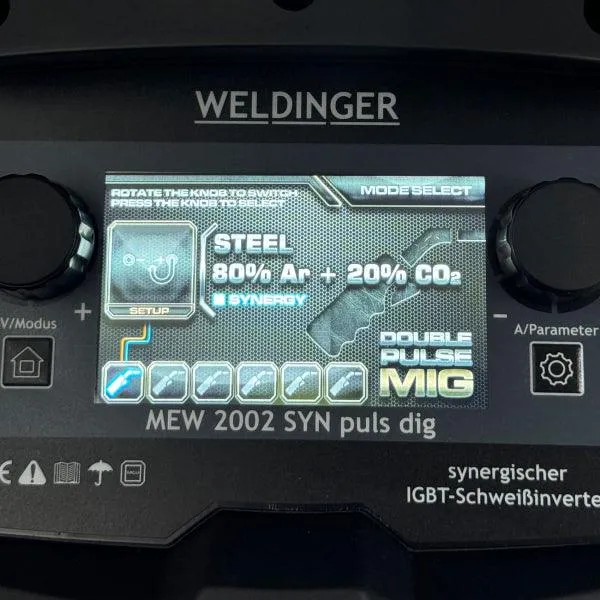 WELDINGER MEW 2002 SYN puls pro 200A synergisches MIG/MAG Puls-Schweißgerät Vierrollenantrieb