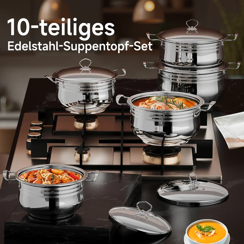Scheffler Edelstahl Kochtopf Set Induktion 10 teilig