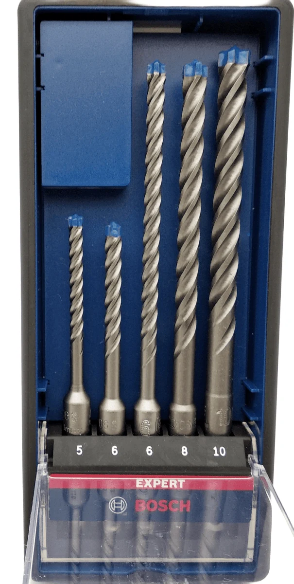 Bosch blau Hammerbohrer EXPERT SDS plus-7x Set 5 Kreuzschneide Beton Stein Bohrer 5, 2x6, 8, 10mm SDS-PLUS