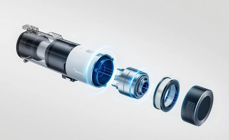 Midea Akku- Kabellose Beutellose Staubsauger L10 LED Anzeige HEPA-Filter Weiß
