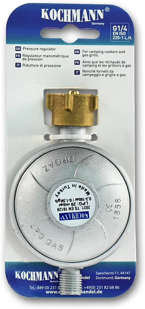 Kochmann® 29mbar Gasdruckregler 1/4" Gas DruckmindererLinksgewinde