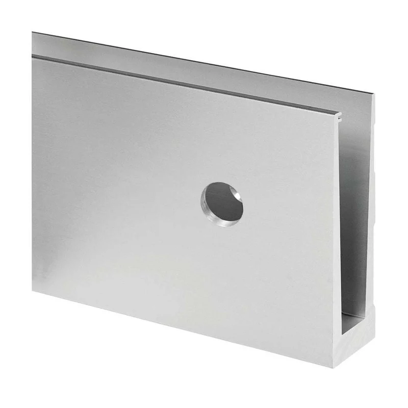 Bodenprofil, Easy Glass Slim, Seitenmontage, MOD 8030, Aluminium gebürstet, 5m, vorgebohrt