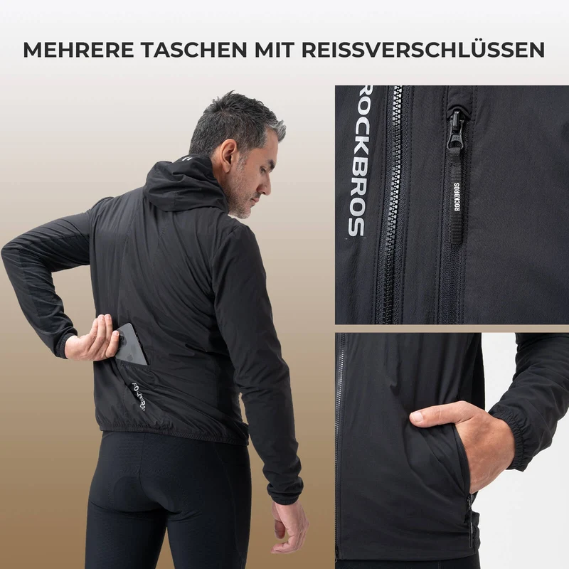 Fahrradjacke Herren Warm Winddicht Wasserabweisend Mit Fleece Reflektierend