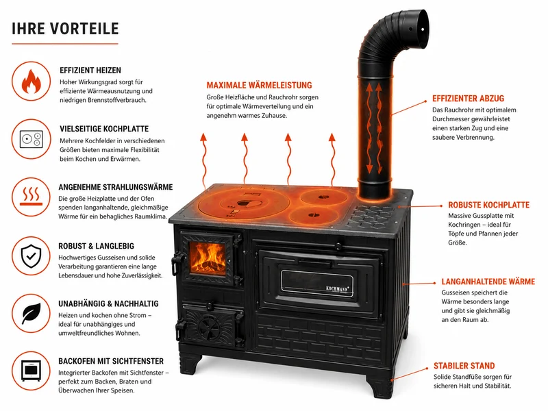 KOCHMANN XL Grillkamin Kuzine Soba Ofen Küchenofen Terrassenofen Holzofen Outdoor Ofen