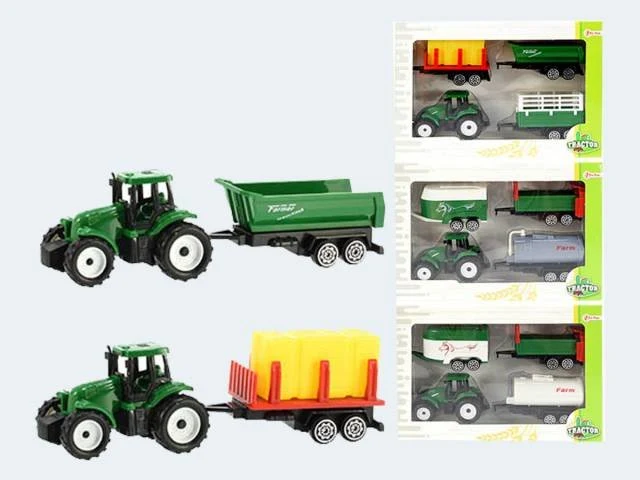 TRACTOR Traktor 7cm mit 3 Anhängern 4Var
