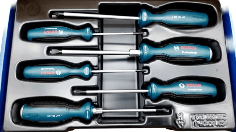 Bosch blau 6-tlg Präzision Schraubendreher Set Kreuz (Pozidriv),Schlitz,Torx