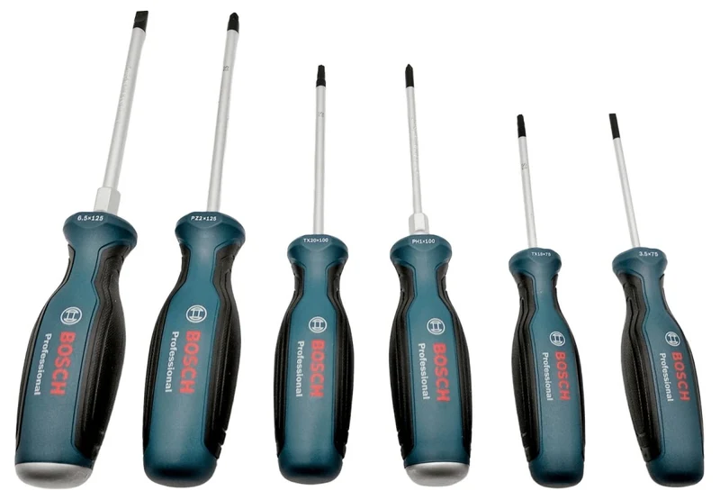 Bosch blau 6-tlg Präzision Schraubendreher Set Kreuz (Pozidriv),Schlitz,Torx