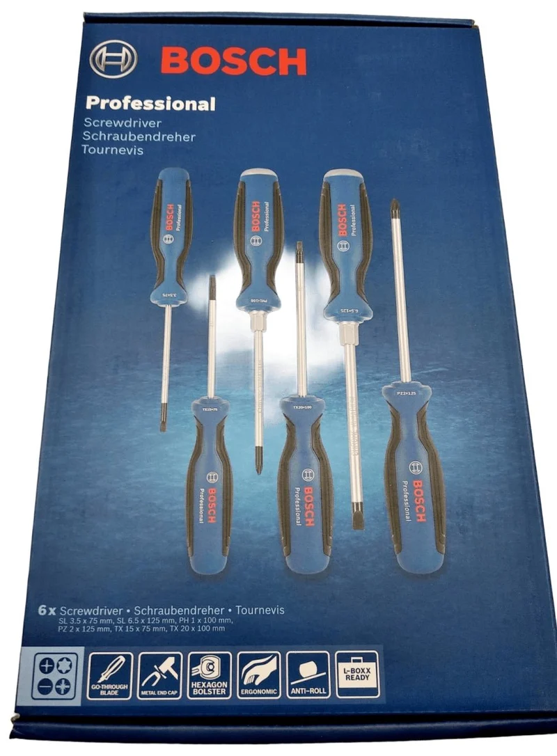 Bosch blau 6-tlg Präzision Schraubendreher Set Kreuz (Pozidriv),Schlitz,Torx