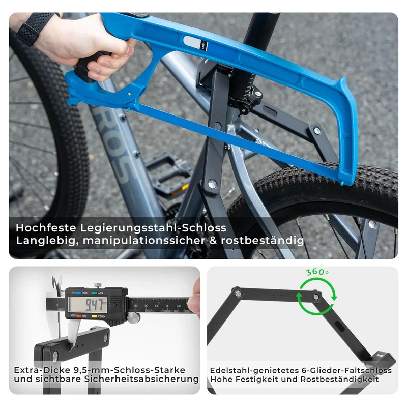 ROCKBROS Faltschloss Fahrradschloss 104 cm Faltbares