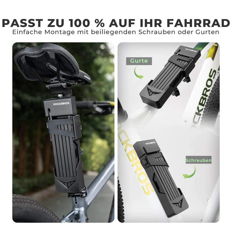 ROCKBROS Faltschloss Fahrradschloss 104 cm Faltbares