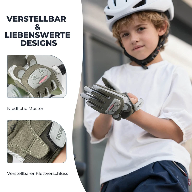 ROCKBROS Kinder Fahrradhandschuhe Atmungsaktiv & Rutschfest Mit SBR-Schutz