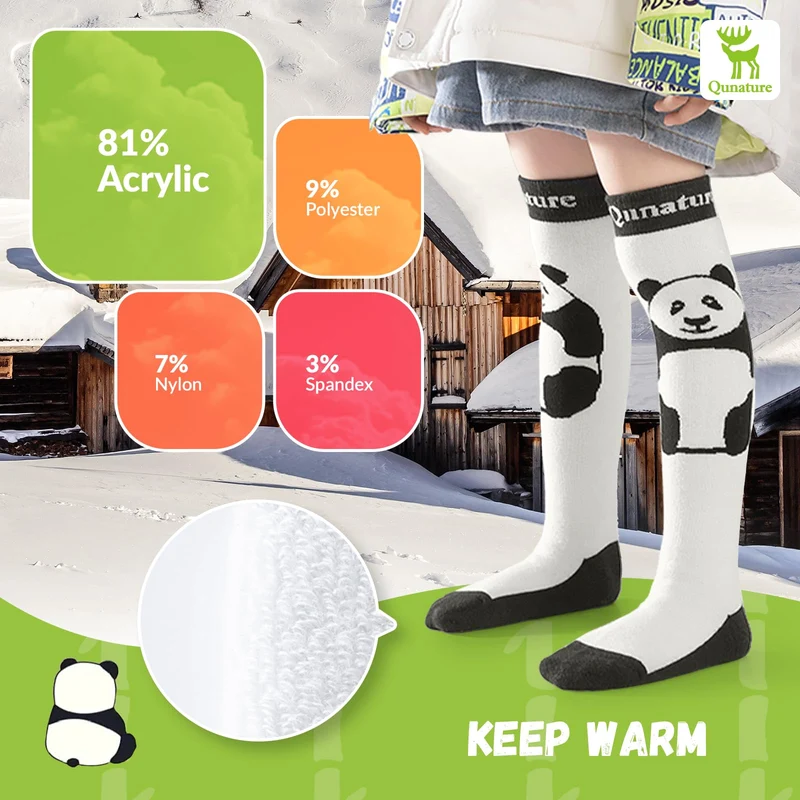 Qunature Skisocken Kinder Thermosocken 1 Paar Winter