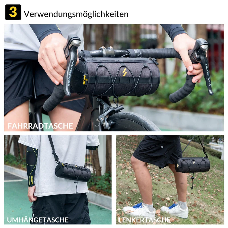 Lenkertasche 2,1L mit Schultergurt für MTB, Rennrad, Gravel & E-Bike