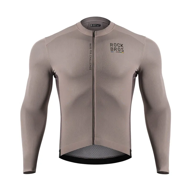 ROAD TO SKY Langarm-Radtrikot Herren Jersey Erdgrau/Braun