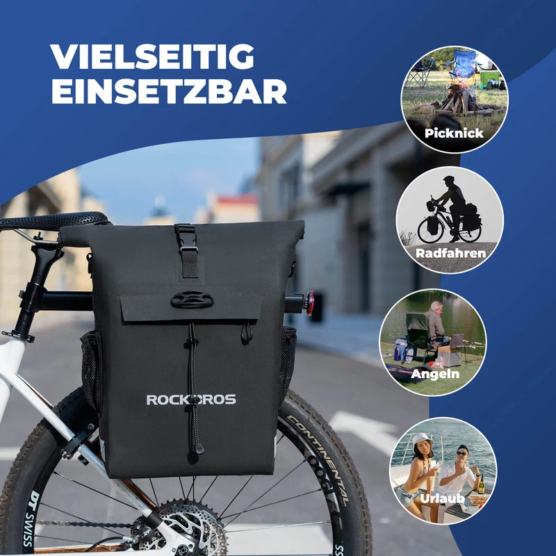 3 in 1 Wasserdicht Gepäckträgertasche Rucksack Umhängetasche 18L