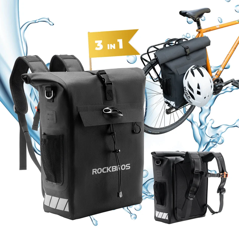 3 in 1 Wasserdicht Gepäckträgertasche Rucksack Umhängetasche 18L