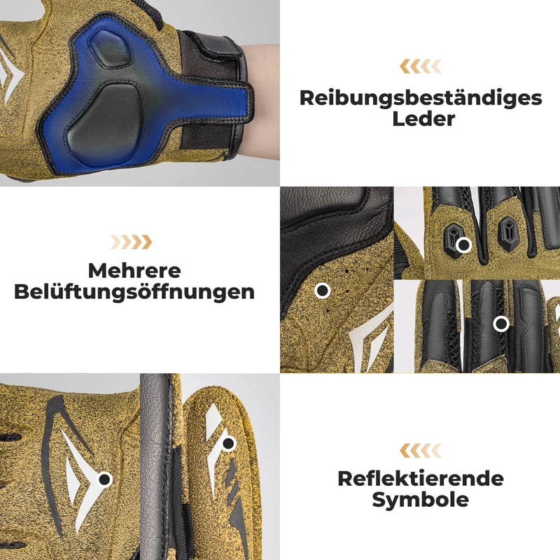 Winter Fahrradhandschuhe Atmungsaktiv Schlagfest Touchscreen Braun