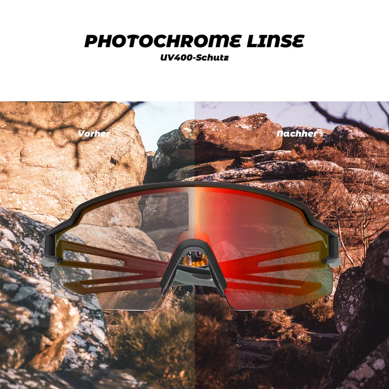 Fahrradbrille Photochromatisch Sonnenbrille UV400-Schutz