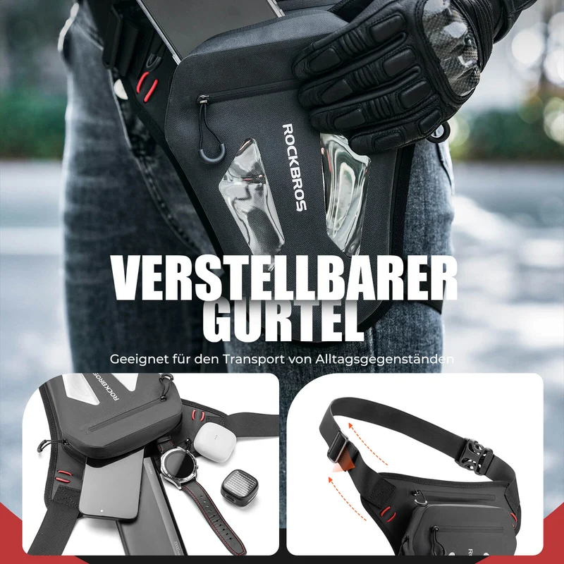 ROCKBROS Motorrad Beintasche Beinbeutel Hüfttasche mit Schultergurte