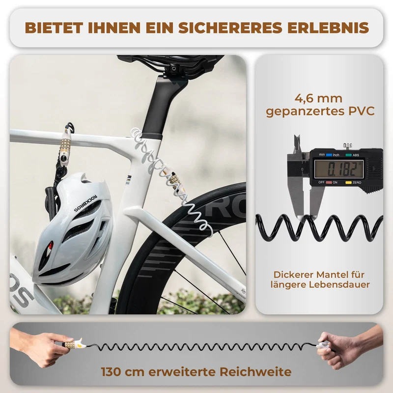 ROCKBROS Multifunktional Fahrradschloss Kinder Zahlenschloss Helmschloss