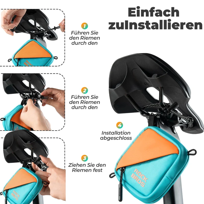 ROCKBROS Mini Fahrrad Satteltasche Fahrradtasche Geldbörse mit Gurt 0,25L