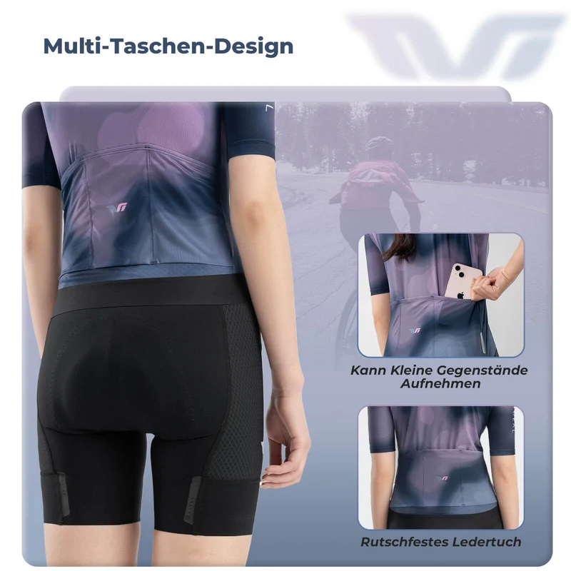 ROCKBROS TVI Damen Kurzarm-Radtrikot Sommer Schnelltrocknend mit 3 Taschen