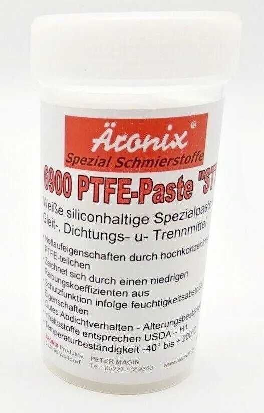 (245€/1Kg) 100g Äronix PTFE Paste 6900 STT Spezial Fett Gummi Kunststoff ungiftig -40°C bis +200°C