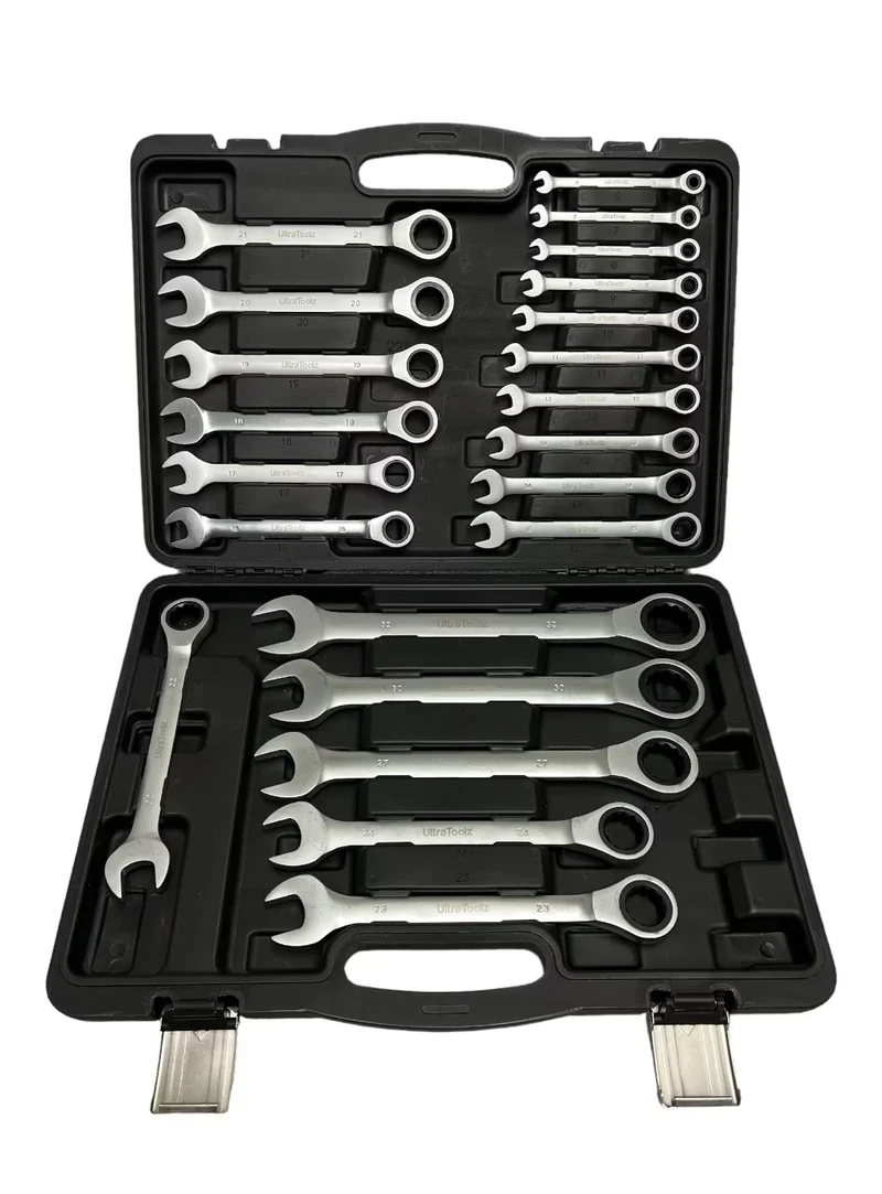 22 tlg Ringratschen Set Maulschlüssel Ringschlüssel ohne Gelenk