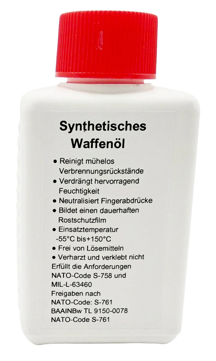 (108€/1L) 100ml Äronix 8758 Synthetisches Waffenöl Pflegeöl Schmieröl Öl -55°C +150°C, NATO-Code S-758, S-761 und MIL-L-63460, BAAINBw TL 9150-0078 Militär,Polizei,Jäger,Jagd
