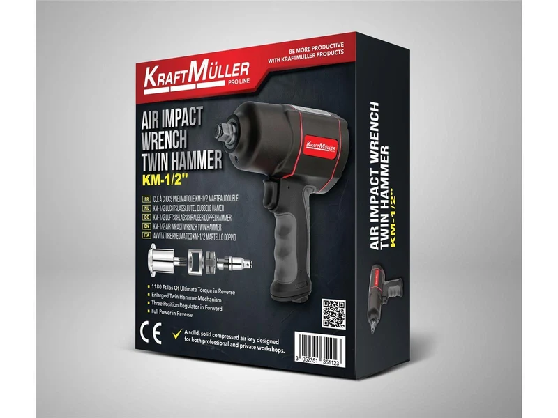 KraftMüller Druckluft Schlagschrauber Doppelhammer 1700NM - 1/2″