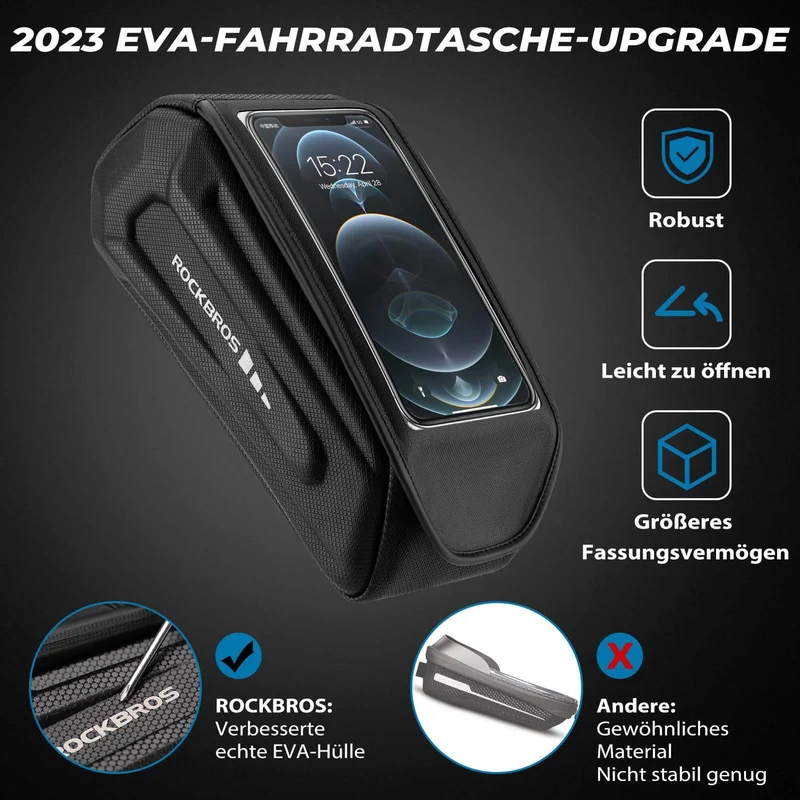 ROCKBROS Fahrradtasche Wasserdicht Handytasche Touchscreen für Smartphone 6,8 Zoll