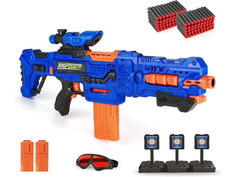 Bigpower Electric Dart Blaster Motorisiertes Scharfschützengewehr mit 2 Clips und 100 Schaumstoffpfeilen Kompatibel mit den wichtigsten Marken Kinderspielzeug für 8-12+ Jugendliche Erwachsene