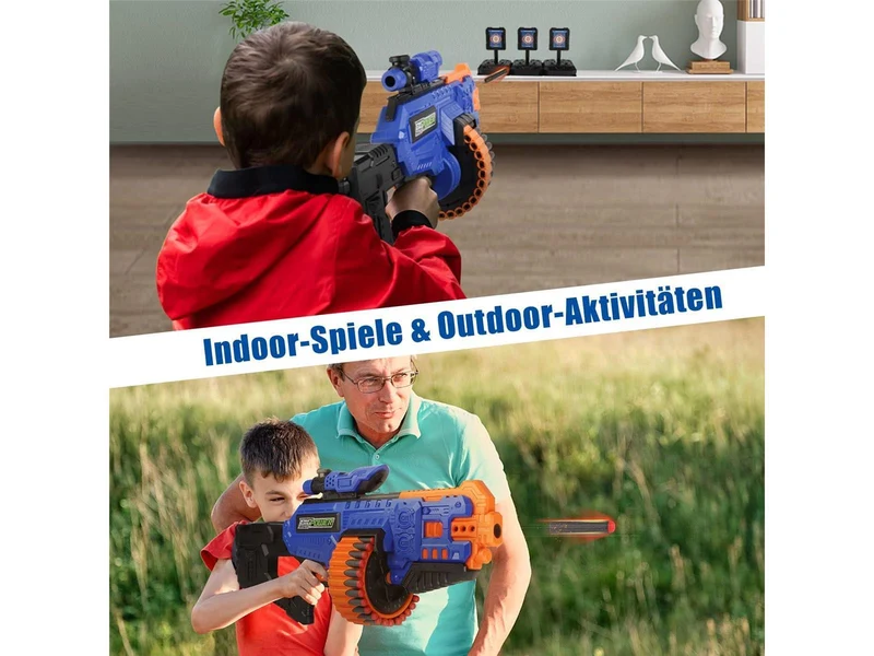 Bigpower Electric Automatisch Blaster Gun 30-Dart Rotating Drum Spielzeug Pistole für Jungen 8-12+ Elektrische Schaumstoff Dart Blaster mit 100 Darts Kompatibel mit der Primärmarke