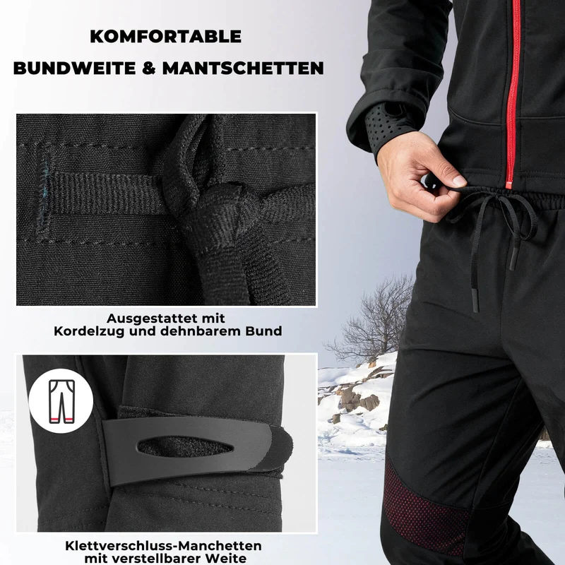 ROCKBROS Lange Fahrradhose Herren Winter Radhose Winddicht Warm