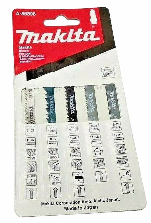 Makita Stichsägeblatt Set 5tlg. Holz Metall Stahl Kunststoff Sägeblätter HCS,HSS