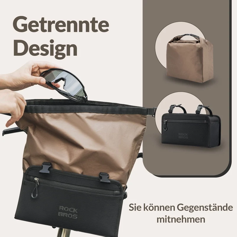 ROCKBROS Wasserdicht Lenkertasche Abnehmbar Fahrradkorb ca.5,5L