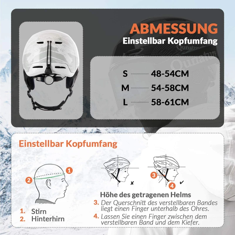 ROCKBROS-Qunature Skihelm mit Ohrenschützern Schneehelm Winter für Skifahren