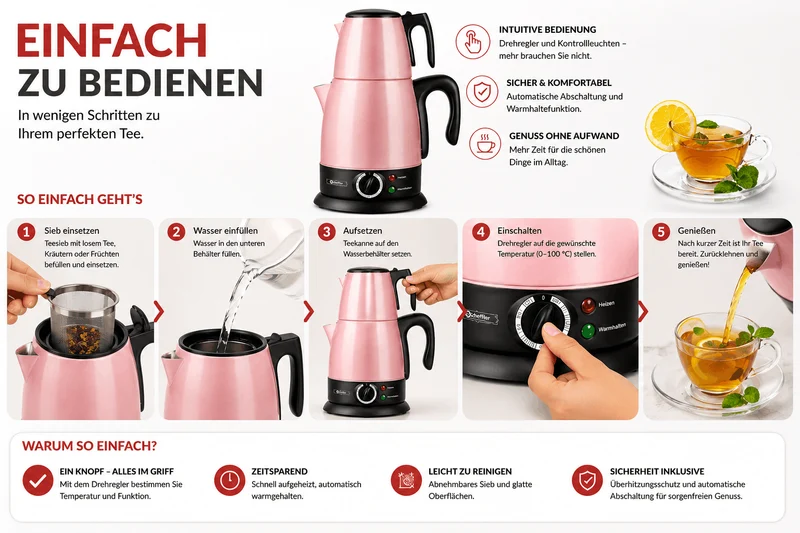 Elektrischer Teekocher Caymatik Samowar Pink 1.8L - 1500W