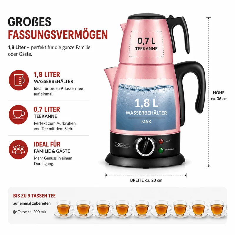 Elektrischer Teekocher Caymatik Samowar Pink 1.8L - 1500W