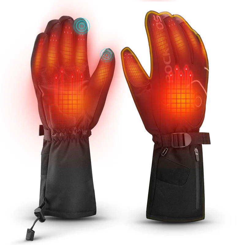 ROCKBROS Winter Skihandschuhe Wiederaufladbare Beheizte Handschuhe Schwarz