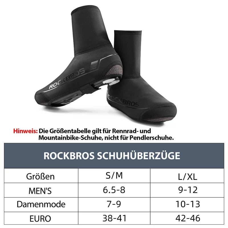 ROCKBROS Fahrrad Überschuhe Winter warm Überzieher für Radsport Schwarz