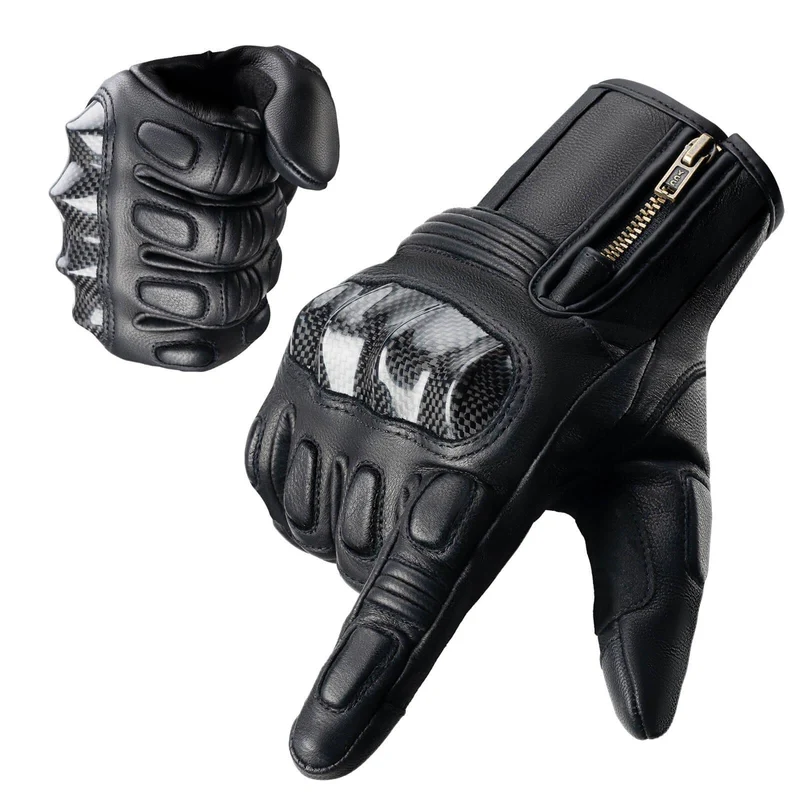ROCKBROS Motorradhandschuhe Touchscreen Leder Vollfinger Handschuhe Amtungsaktiv