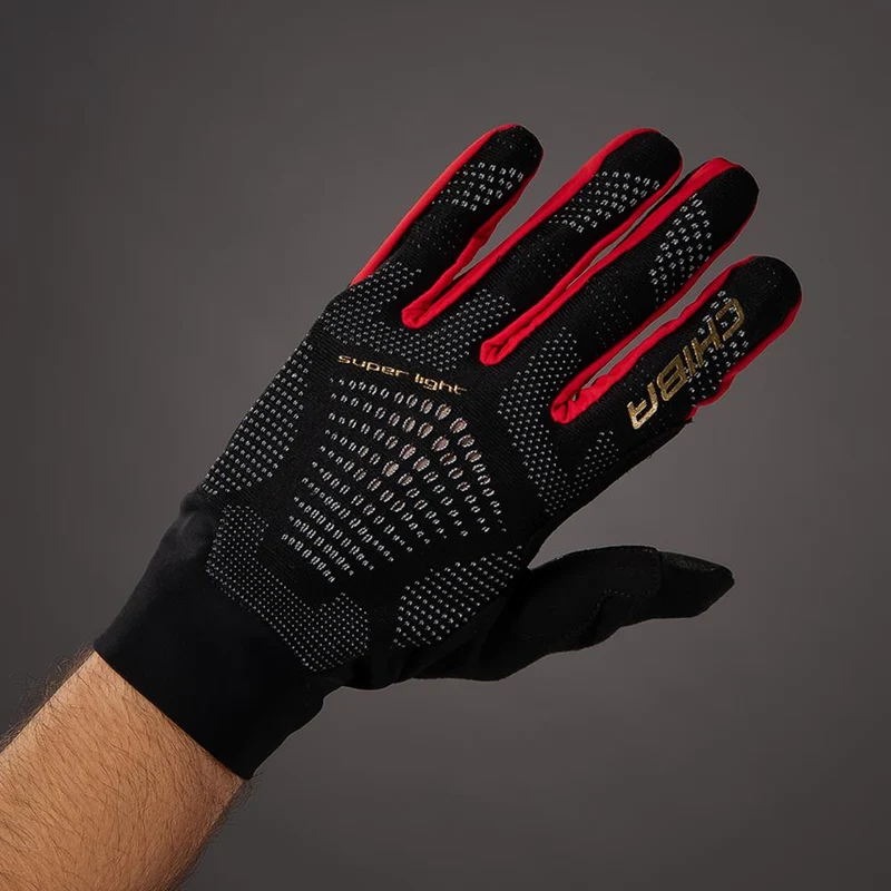 CHIBA Superlight - Radhandschuhe schwarz/rot, Größe M, atmungsaktiv & leicht