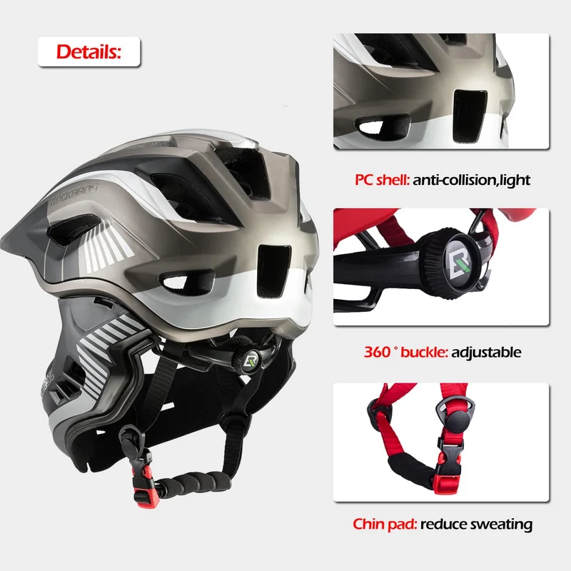 ROCKBROS Kinder helm Integriert Fahrradhelm mit Abnehmbarem Kinnschutz