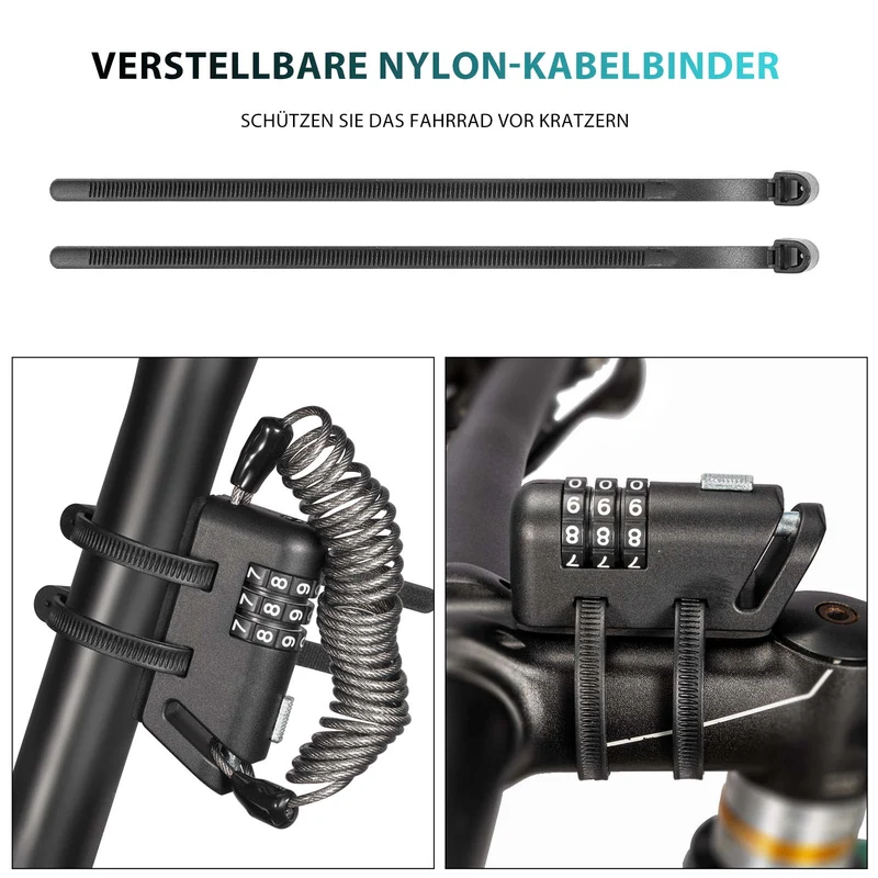 ROCKBROS Helm schloss 150 cm Zahlenschloss 3-stellig Zahlencode