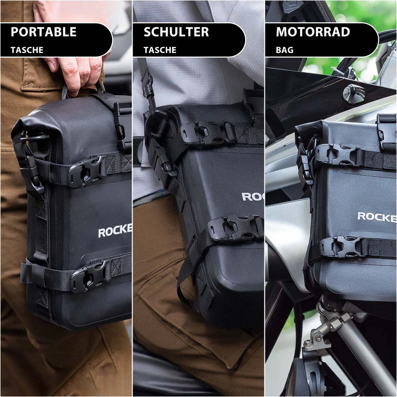 ROCKBROS Motorrad Seitentasche wasserdicht Gepäckträgertasche 5L Schwarz