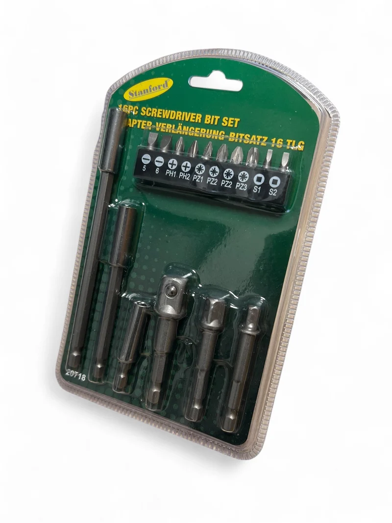 16 tlg Sechskant Verlängerungs Adapter und Bit Set