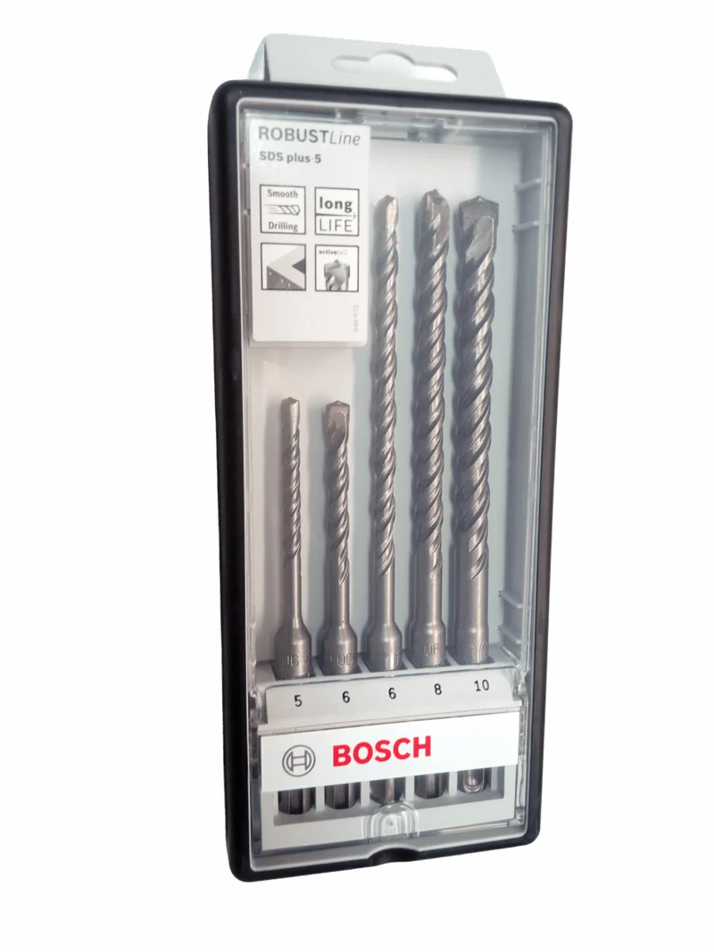 Bosch Hammerbohrer Robust Line Set SDS Plus 5 Beton Stein Bohrer 5,2x6,8,10 mm