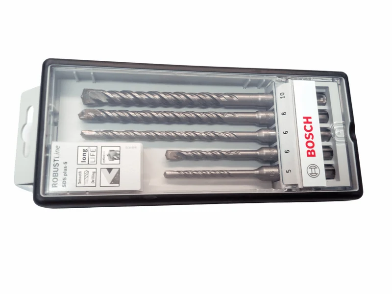 Bosch Hammerbohrer Robust Line Set SDS Plus 5 Beton Stein Bohrer 5,2x6,8,10 mm