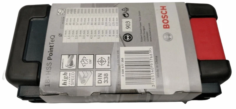 Bosch blau HSS Metallbohrer Set 18-teilig Toughbox 1-10 mm Spiral Bohrer DIN 338
